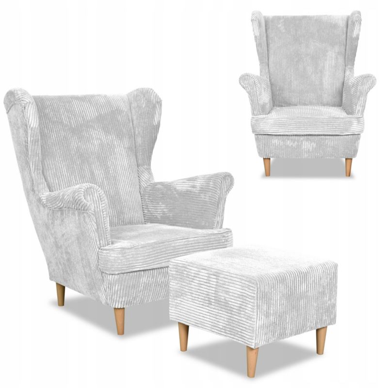 Fotel uszak do salonu z podnóżkiem Family Meble Bonito jasny 1szt