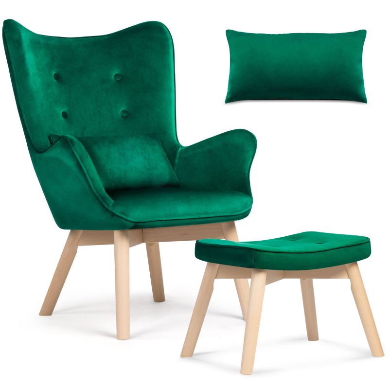 Fotel uszak Sofotel Norse 2046 zielony + podnóżek 1 szt.