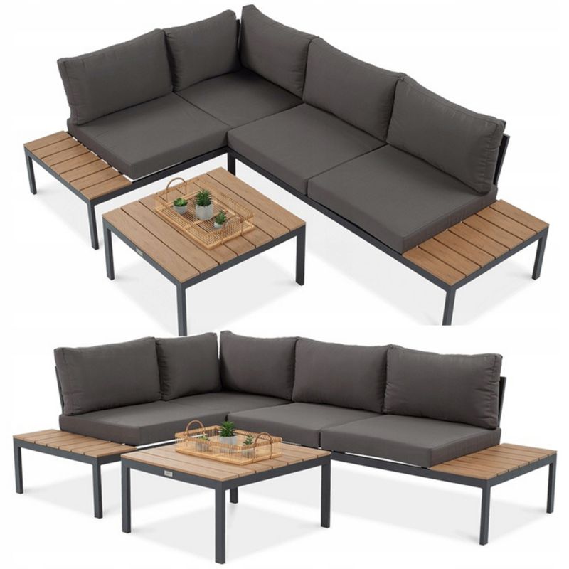 Narożnik Ogrodowy Focus Garden Freemont Zestaw Stolik Szary Drewno 1 szt