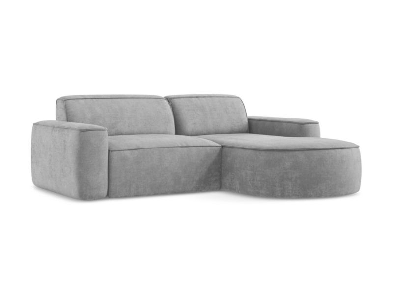 Narożnik prawostronny LaMiaSofa MELISSA z tkaniny szenilowej 224x166 cm jasny szary 1 szt.