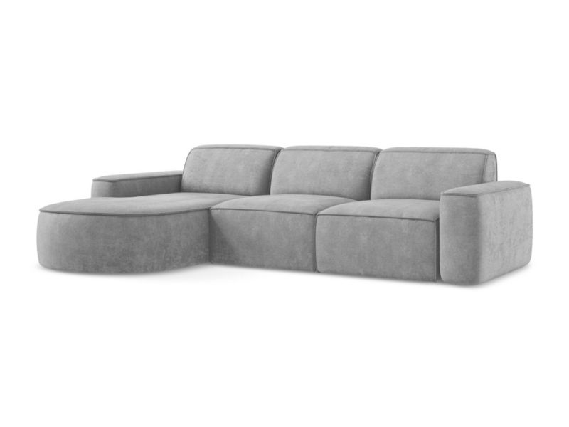 Narożnik lewostronny LaMiaSofa MELISSA z tkaniny szenilowej 284x166 cm jasny szary 1 szt.
