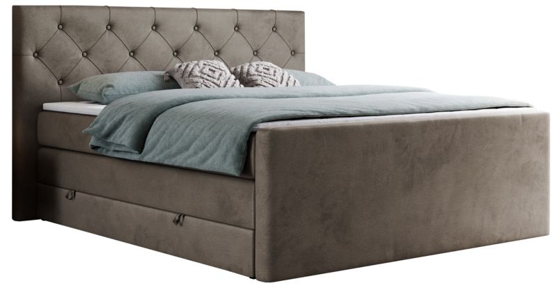 Łóżko kontynentalne MKS Meble KING VELEN 180x200 H3 brązowy welwet 1szt.