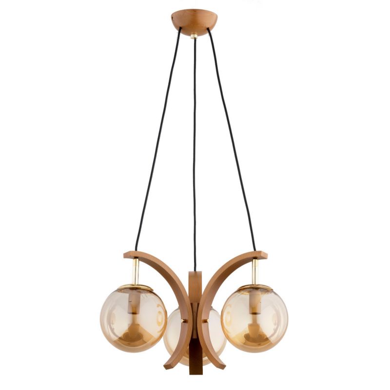 Lampa wisząca Alfa Inso jasne drewno-bursztynowy-złota-czarna wym: 80 x 40 x 40 cm 3xE14 x 10W 1 szt.