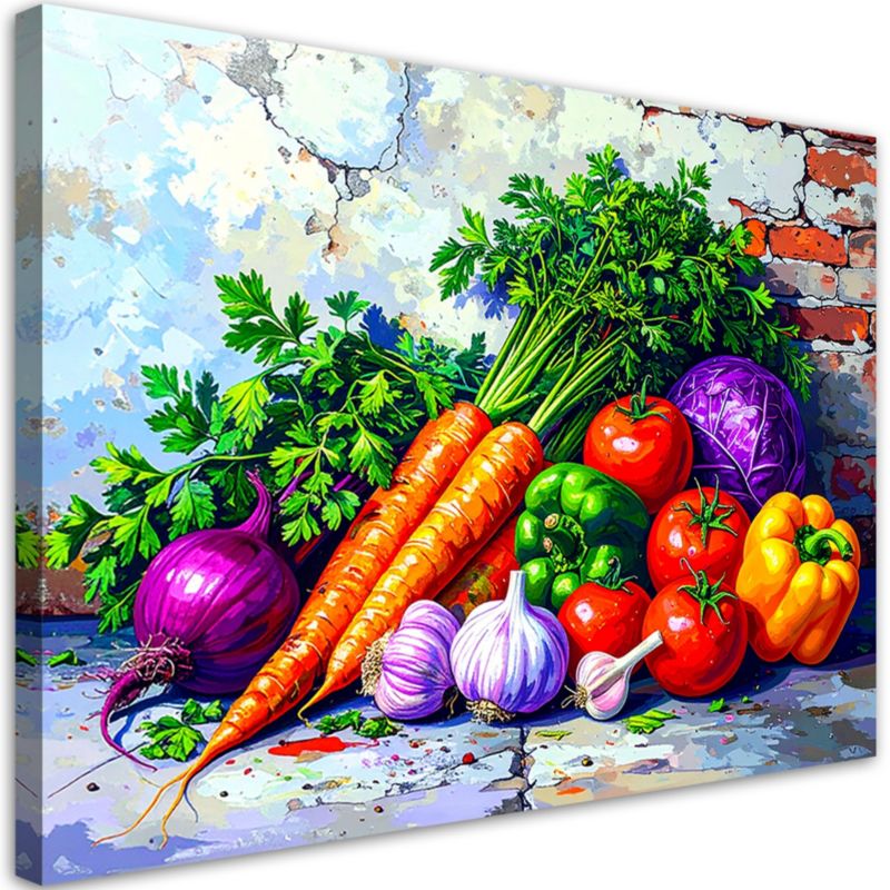 Obraz do kuchni jadalni Feeby Kolorowe Warzywa Rośliny 90x60cm 1szt