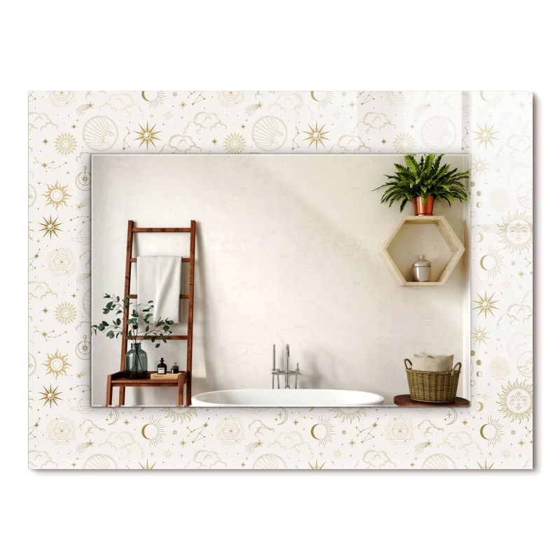 Lustro Prostokątne ArtPrintCave 80x60 cm Słońce księżyc gwiazdy Ścienne Dekoracyjne do Salonu 1 szt.