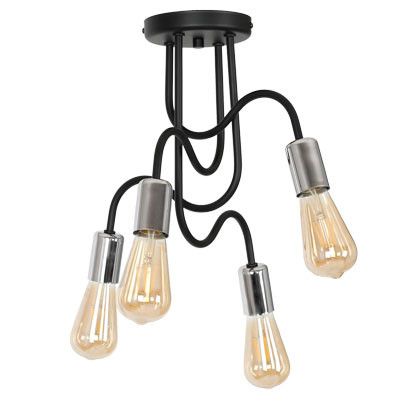 Lampa sufitowa wisząca Luminex Dow 0721 czarny mat-chromowana industrialna 4xE27 x 15W 1 szt.