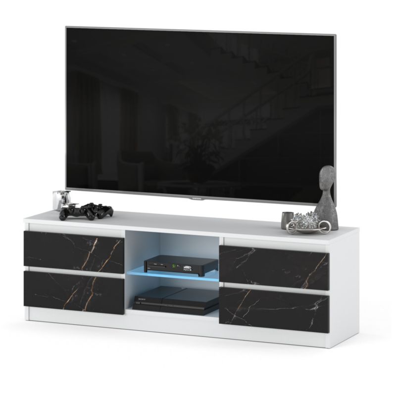 Komoda RTV Hurtownia-Mebli Szuflady 4 RTV Quattro 138 138cm Biały Mat San Sebastian 138x35x45 cm 1szt.