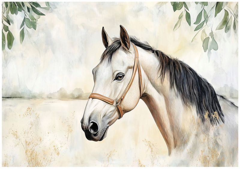 Fototapeta Dla Dzieci WALLARENA 400x280 cm Tapeta Ścienna Koń Liście Beton 1 szt.