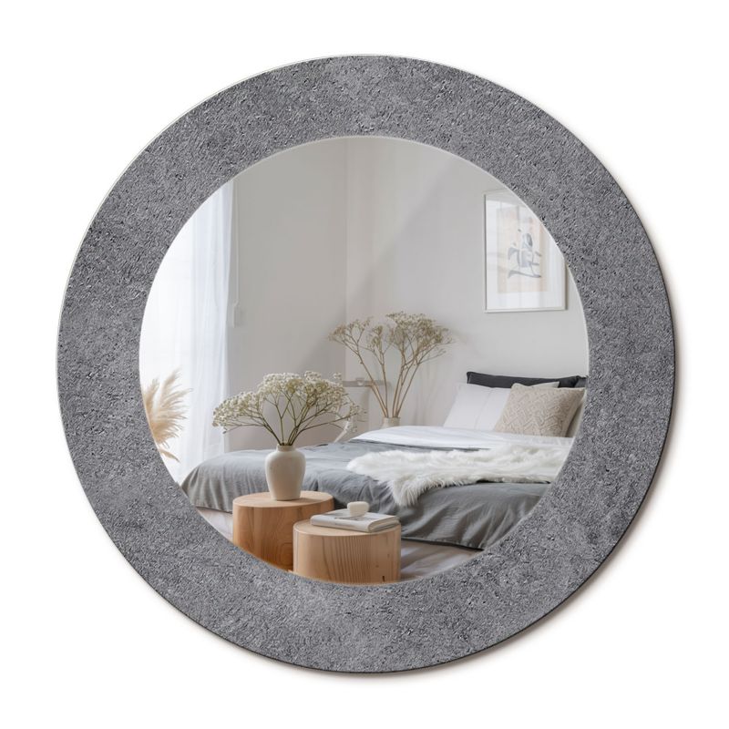 Lustro Okrągłe ArtPrintCave 50 cm Tekstura Betonowa Ścienne Dekoracyjne do Salonu 1 szt.