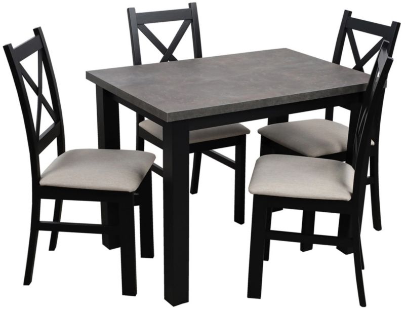 Zestaw stół 100x70 z 4 krzesłami Bonni M004-4 Czarny/Beton 1 kpl.