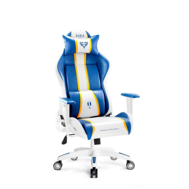 Fotel gamingowy biurowy z ekoskóry Small Diablo X-One 2.0 biało-niebieski 1 szt