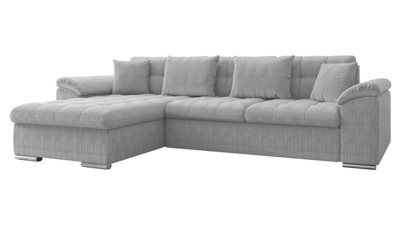 Narożnik MIRJAN 24 z funkcją spania Diana Sztruks lewy jasny szary 1 szt.