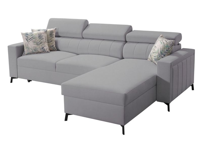 Narożnik MIRJAN 24 z funkcją spania Baltico I Maxi prawy gołębi szary/wzór w liście 1 szt.