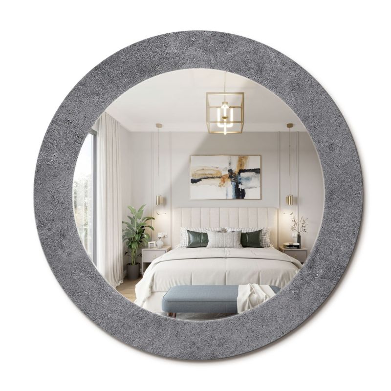 Lustro Okrągłe ArtPrintCave 60 cm Tekstura Betonowa Ścienne Dekoracyjne do Salonu 1 szt.