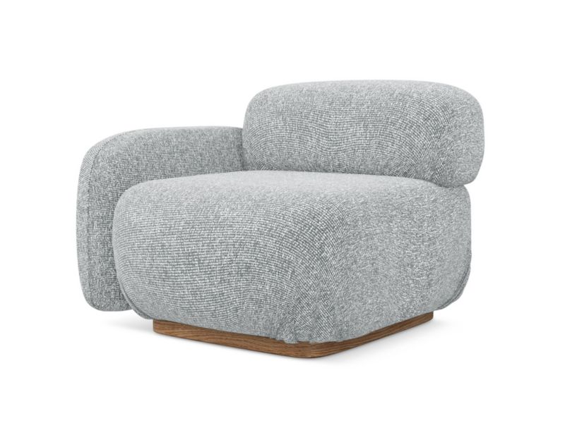 Moduł z podłokietnikiem lewy Makamii Ailani z tkaniny strukturalnej 95x95 cm srebrny 1 szt.