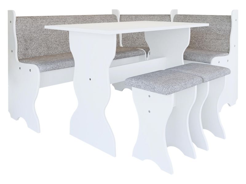Narożnik kuchenny + stół z taboretami MIRJAN 24 Thomas biały/szary 1 kpl.