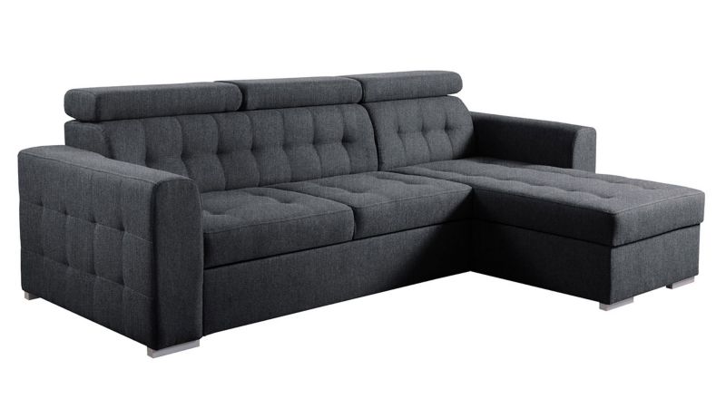 Narożnik MIRJAN 24 Zara prawy z zagłówkami stalowy szary 1 szt.