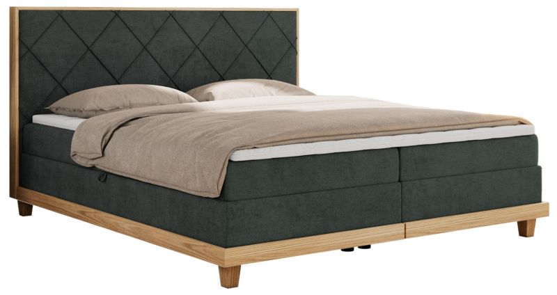 Łóżko kontynentalne MKS Meble CAICOS 140x200 H4 ciemnoszary struktura 1szt.