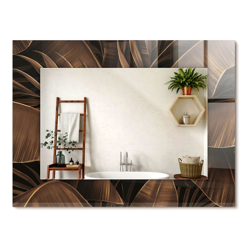 Lustro Dekoracyjne ArtPrintCave 80x60 cm liście tropikalne Ścienne Dekoracyjne do Salonu 1 szt.