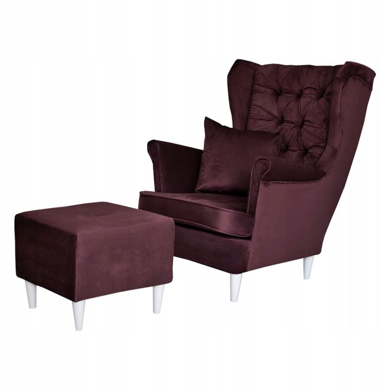 Fotel uszak do salonu z podnóżkiem Family Meble Gaja burgund 1szt