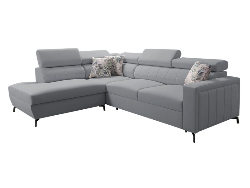 Narożnik MIRJAN 24 z funkcją spania Baltico III Maxi lewy gołębi szary/wzór w liście 1 szt.