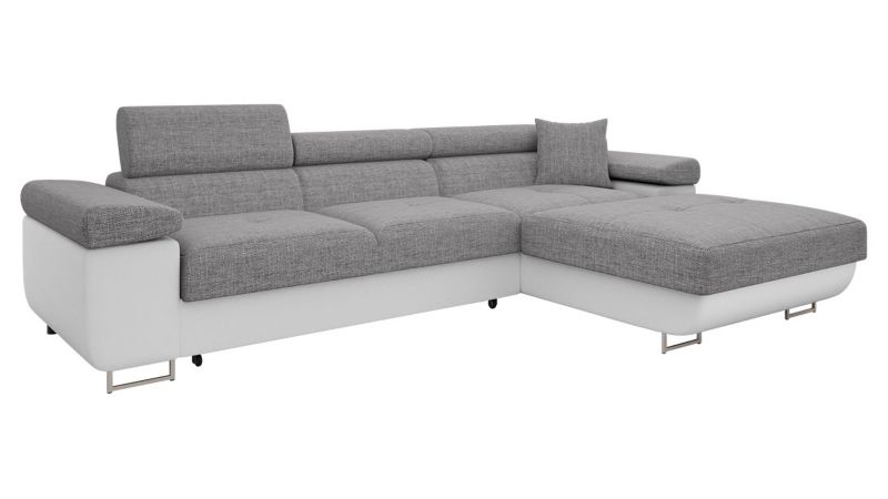 Narożnik MIRJAN 24 z funkcją spania Torezio Mini prawy biała ekoskóra/szary 1 szt.