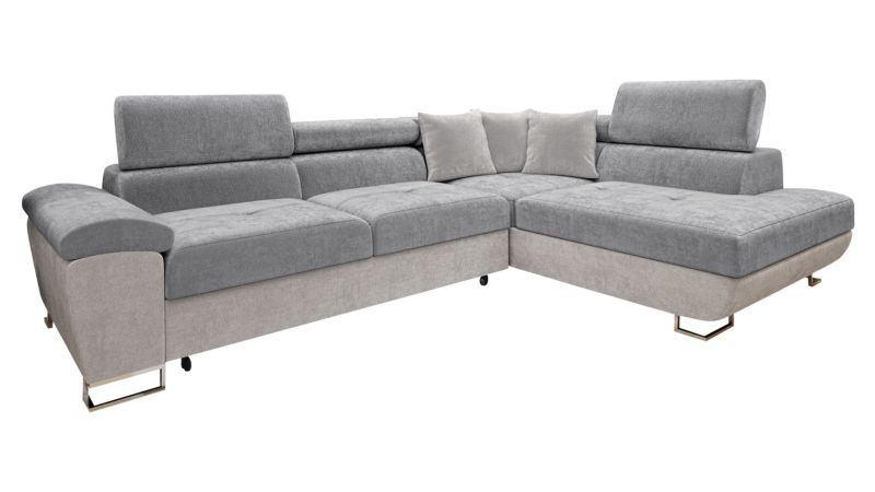 Narożnik MIRJAN 24 do salonu Cotere Premium prawy platynowy/srebrny szary/platynowy 1 szt.