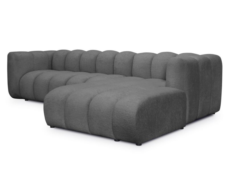 Narożnik prawostronny LaMiaSofa NAPOLI z tkaniny szenilowej 258x179 cm ciemny szary 1 szt.