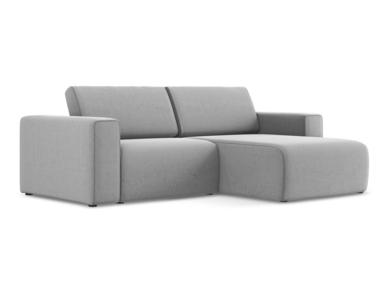 Narożnik prawostronny LaMiaSofa CASERTA z tkaniny welwetowej 224x167 cm szary 1 szt.