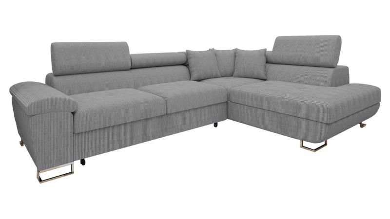 Narożnik MIRJAN 24 do salonu Cotere Sztruks prawy jasny szary 1 szt.