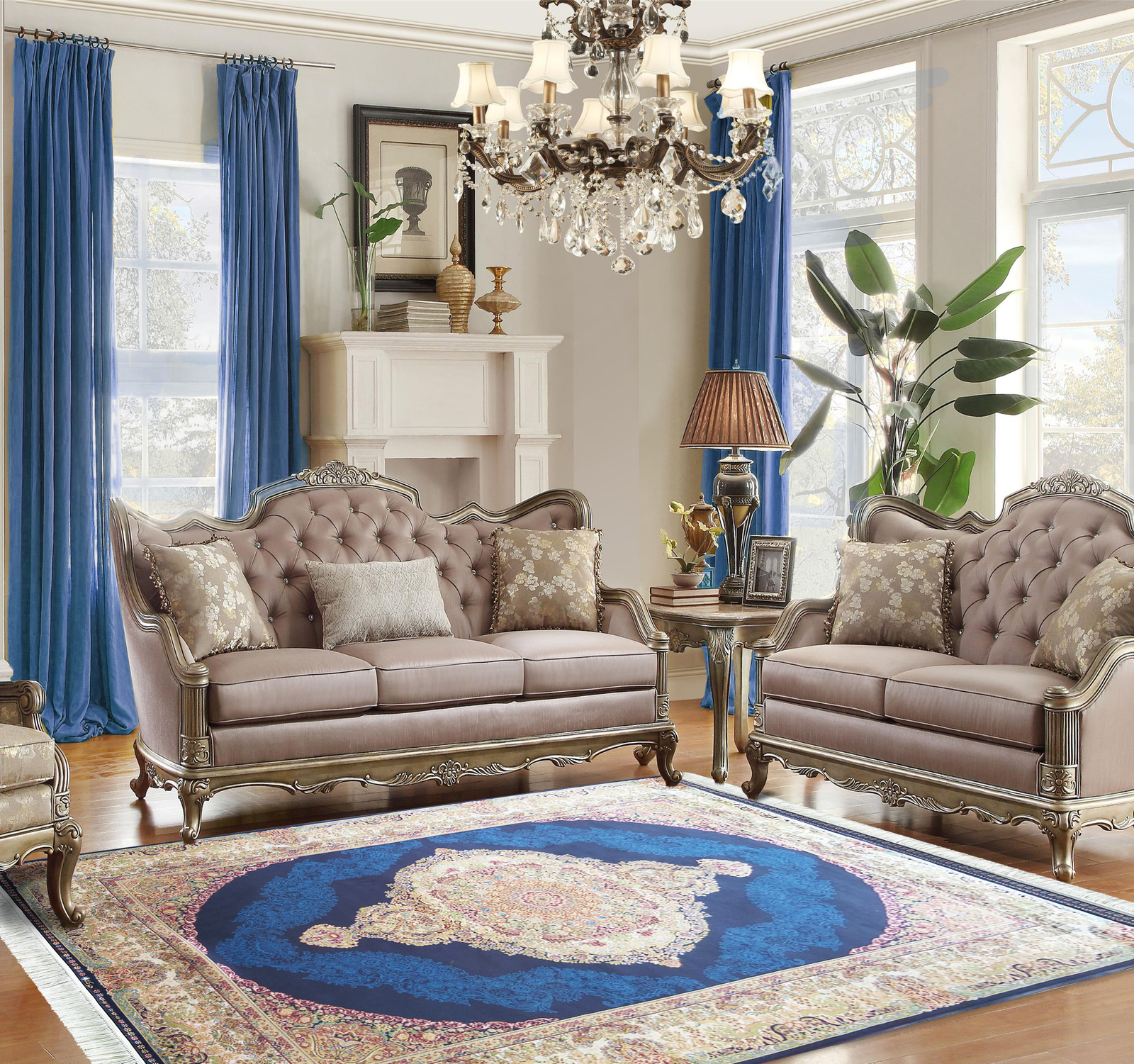 Wytworny dywan Qum Silk 01- granatowy