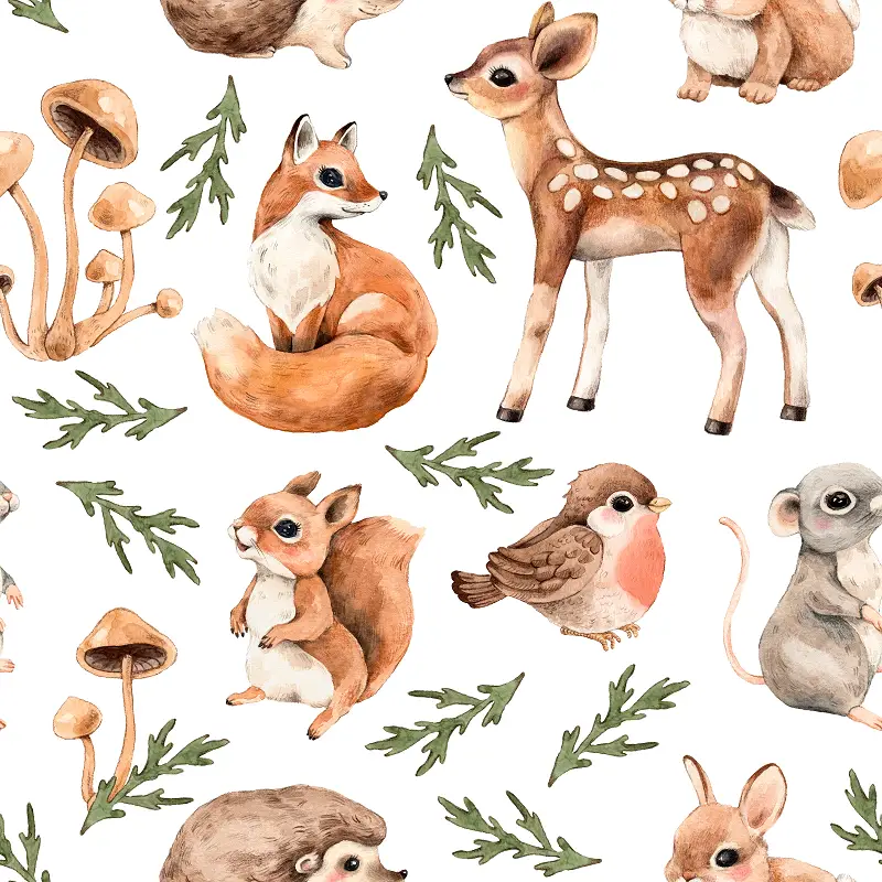 Tapeta Watercolor Forest Pattern 1 BW