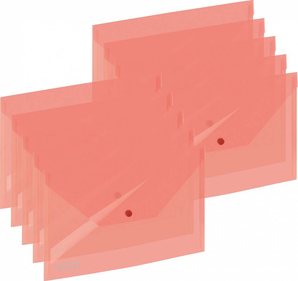 10x Teczka kopertowa na zatrzask Grand 9113, A4, transparentny czerwony