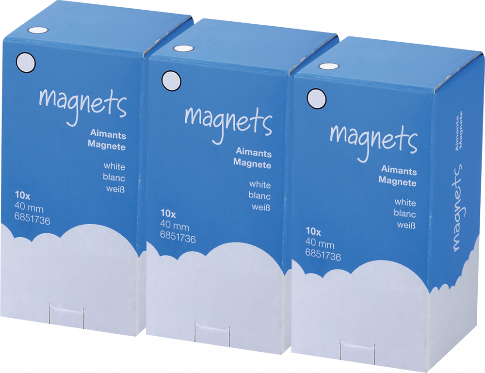 3x Magnesy Viking, 40mm, 10 sztuk, biały