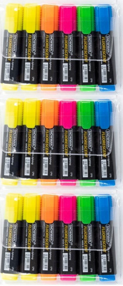 3x Zakreślacz Snowman, ścięta, 6 sztuk, mix kolorów