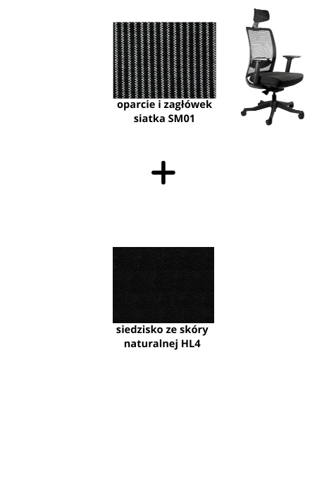 ANGGUN fotel biurowy biały, siatka/tkanina lub skóra naturalna kolory (Siatka: SM01, Kolor siedziska: skóra HL4)