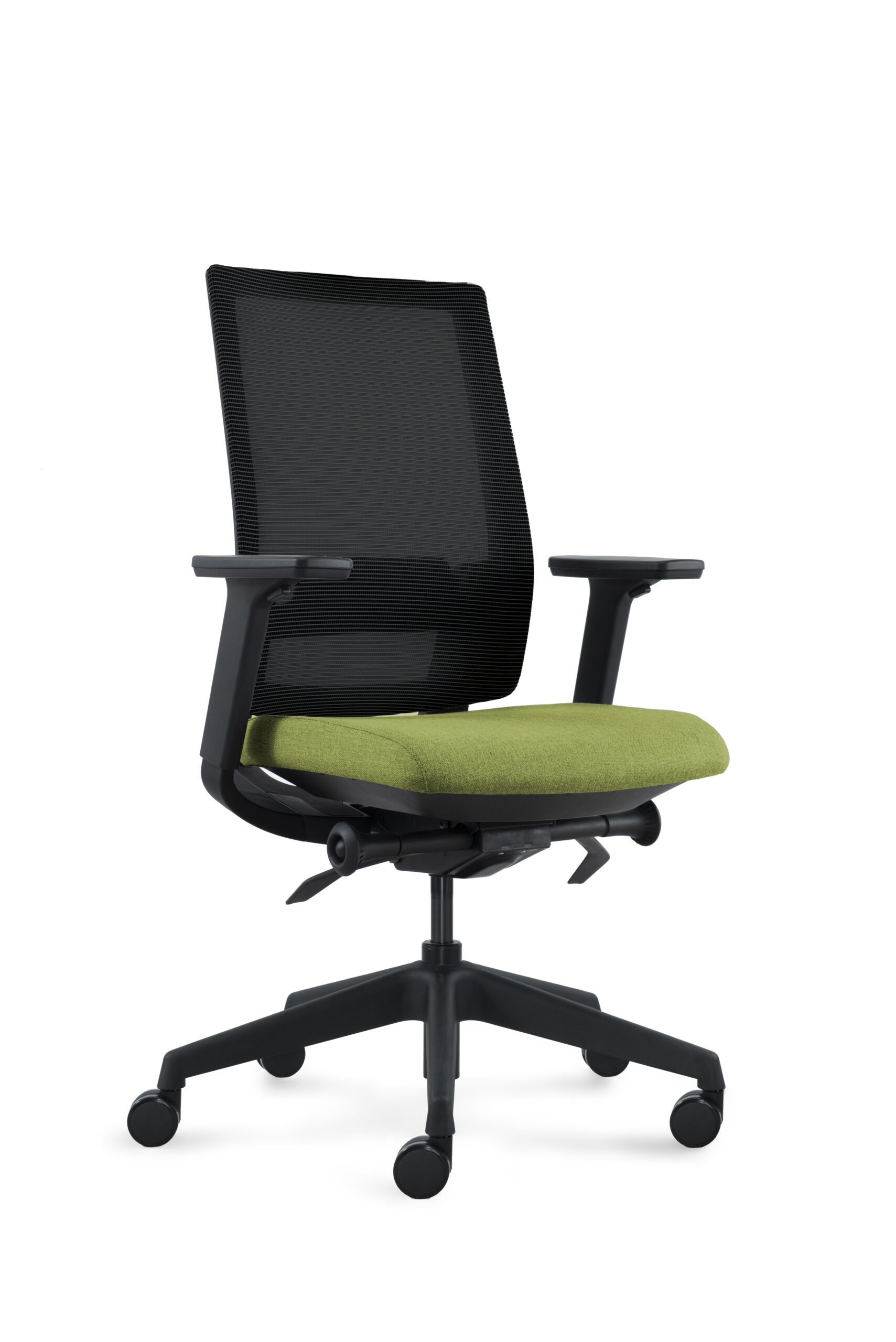 DEEO fotel biurowy czarny, siatka/tkanina 5 kolorów (Stelaż: nylon, Kolor siedziska: VF-5 zielony)