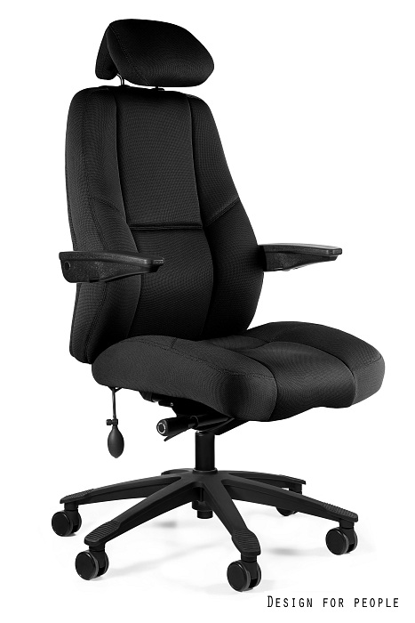 ATLAS fotel biurowy 24/7, eko-skóra lub tkanina (Eko-skóra/Tkanina: Tkanina czarna)