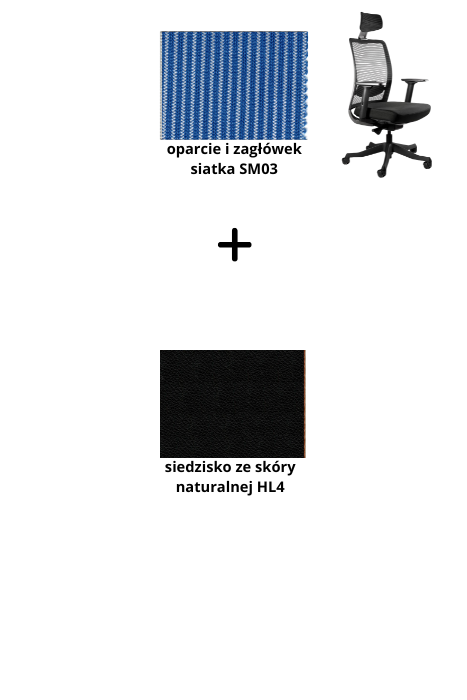 ANGGUN fotel biurowy biały, siatka/tkanina lub skóra naturalna kolory (Siatka: SM03, Kolor siedziska: skóra HL4)