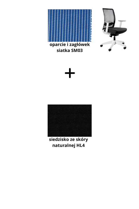 ANGGUN M fotel biurowy biały, siatka/tkanina lub skóra naturalna (Siatka: SM03, Kolor siedziska: skóra naturalna HL4)