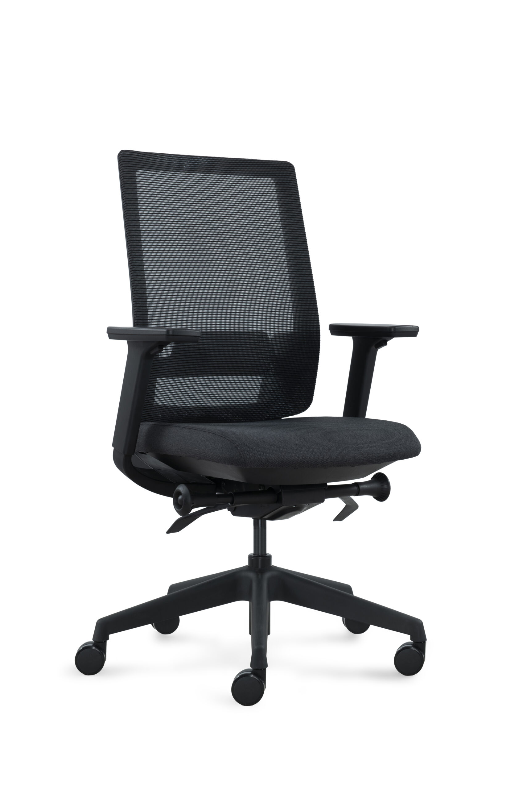 DEEO fotel biurowy czarny, siatka/tkanina 5 kolorów (Stelaż: aluminium, Kolor siedziska: VF-1 czarny)