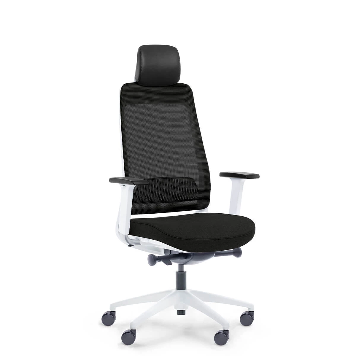 SHINE fotel biurowy biały, siatka/tkanina 5 kolorów (Stelaż: aluminium, Kolor: czarny)