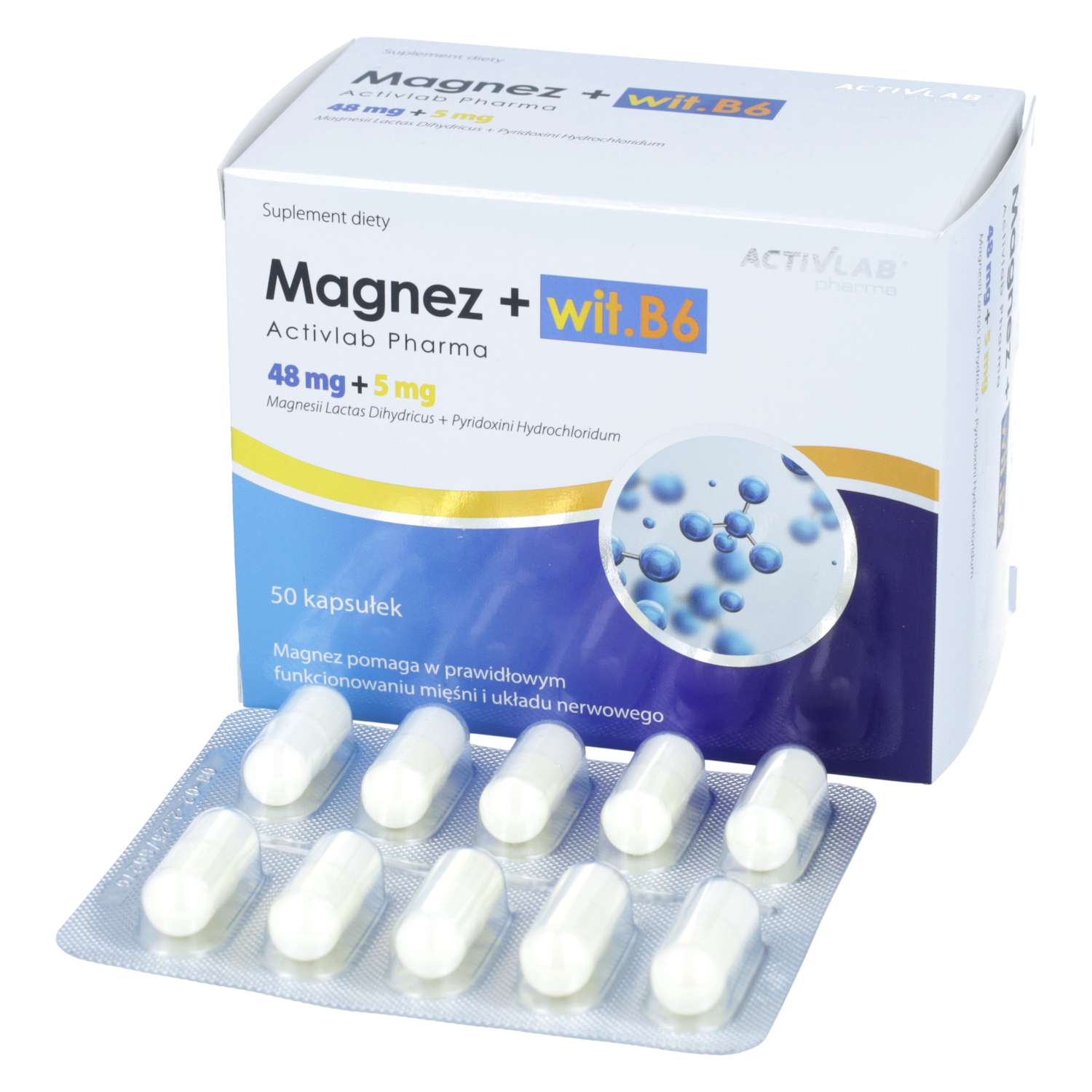 Activlab pharma magnez + b6, 50 kapsułek