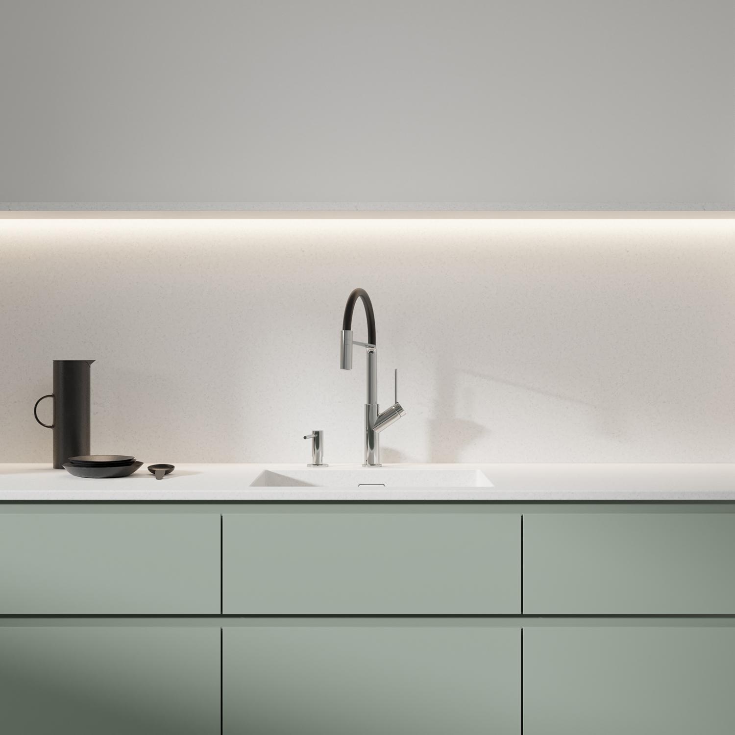 Omnires Vita bateria kuchenna stojąca z wyciąganą wylewką chrom/czarny mat VI6350BLCR - Wysyłka w 24h