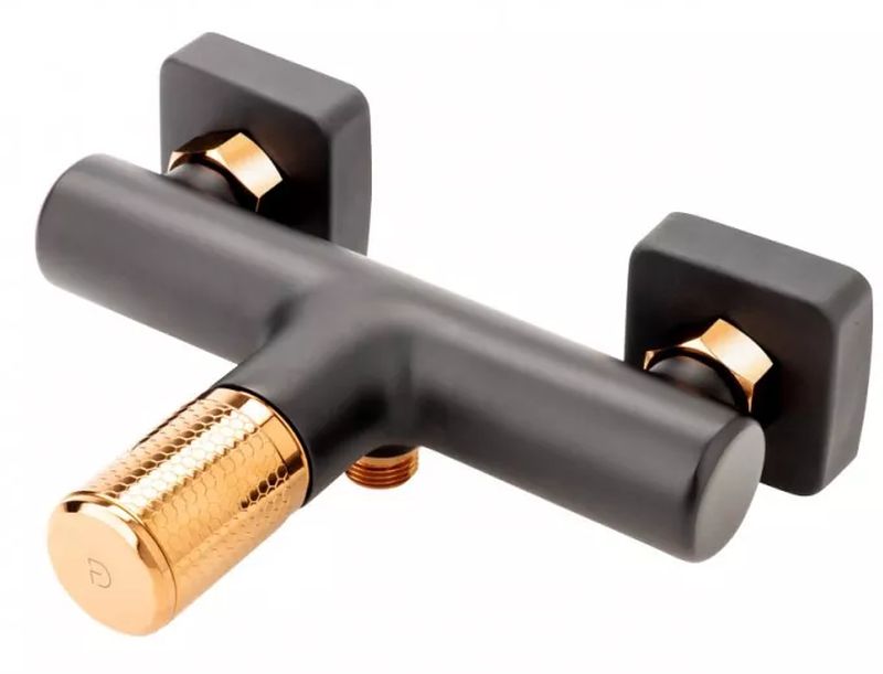 FDesign Ardesia bateria prysznicowa ścienna różowe złoto/czarny mat FD1-ARD-7-25