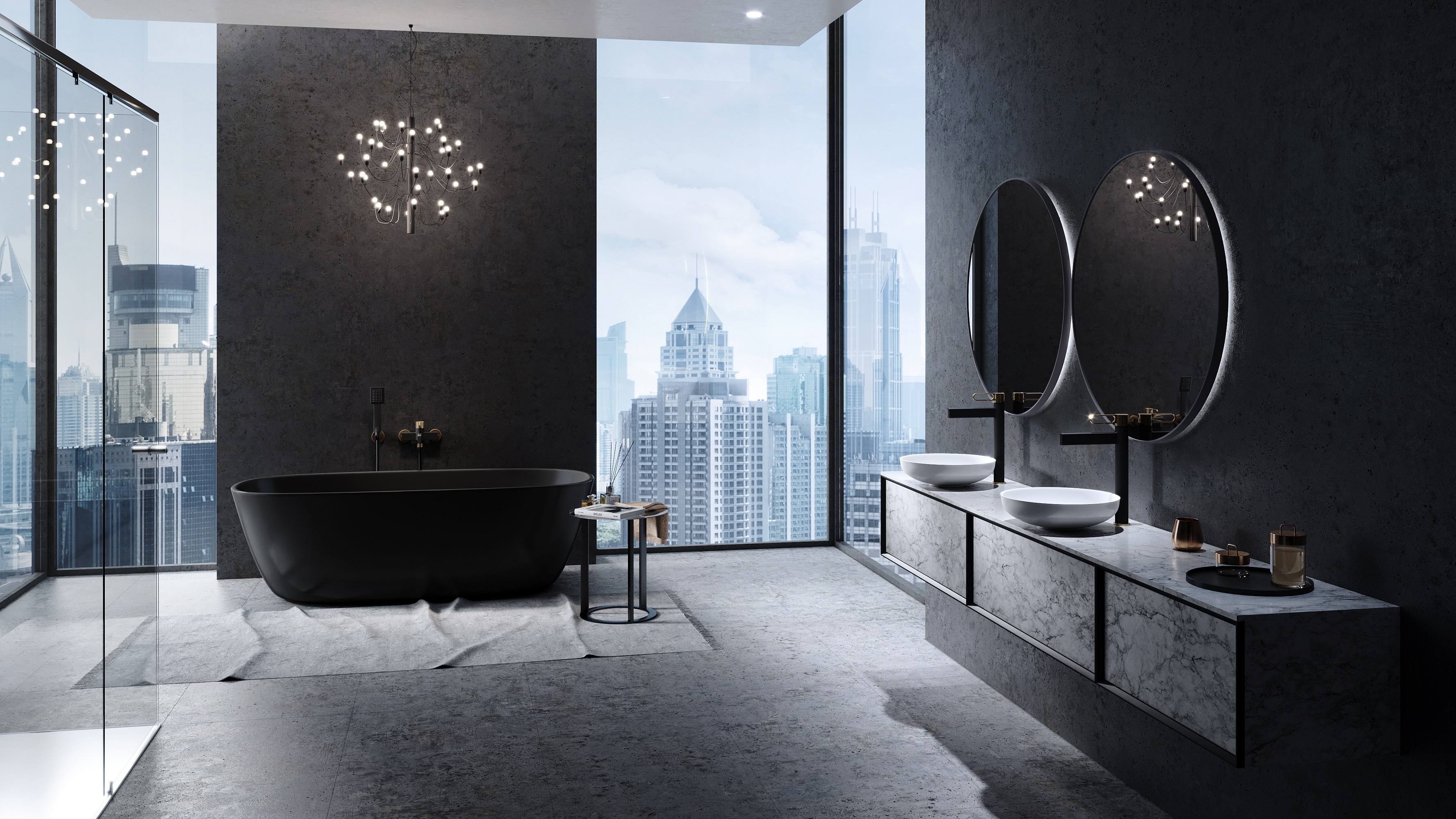 FDesign Zaffiro bateria wannowo-prysznicowa ścienna różowe złoto/czarny mat FD1-ZFR-1-25 - Wysyłka w 24h