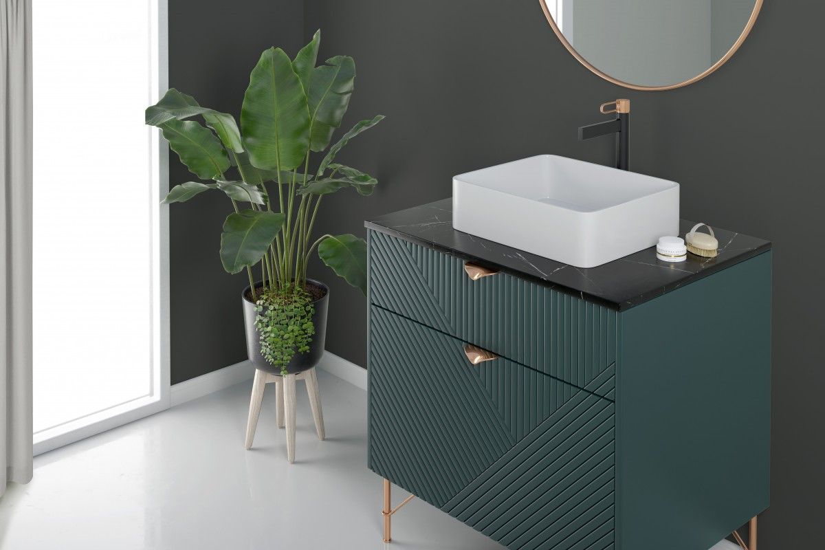 FDesign Zaffiro bateria umywalkowa stojąca różowe złoto/czarny mat FD1-ZFR-2L-25 - Wysyłka w 24h