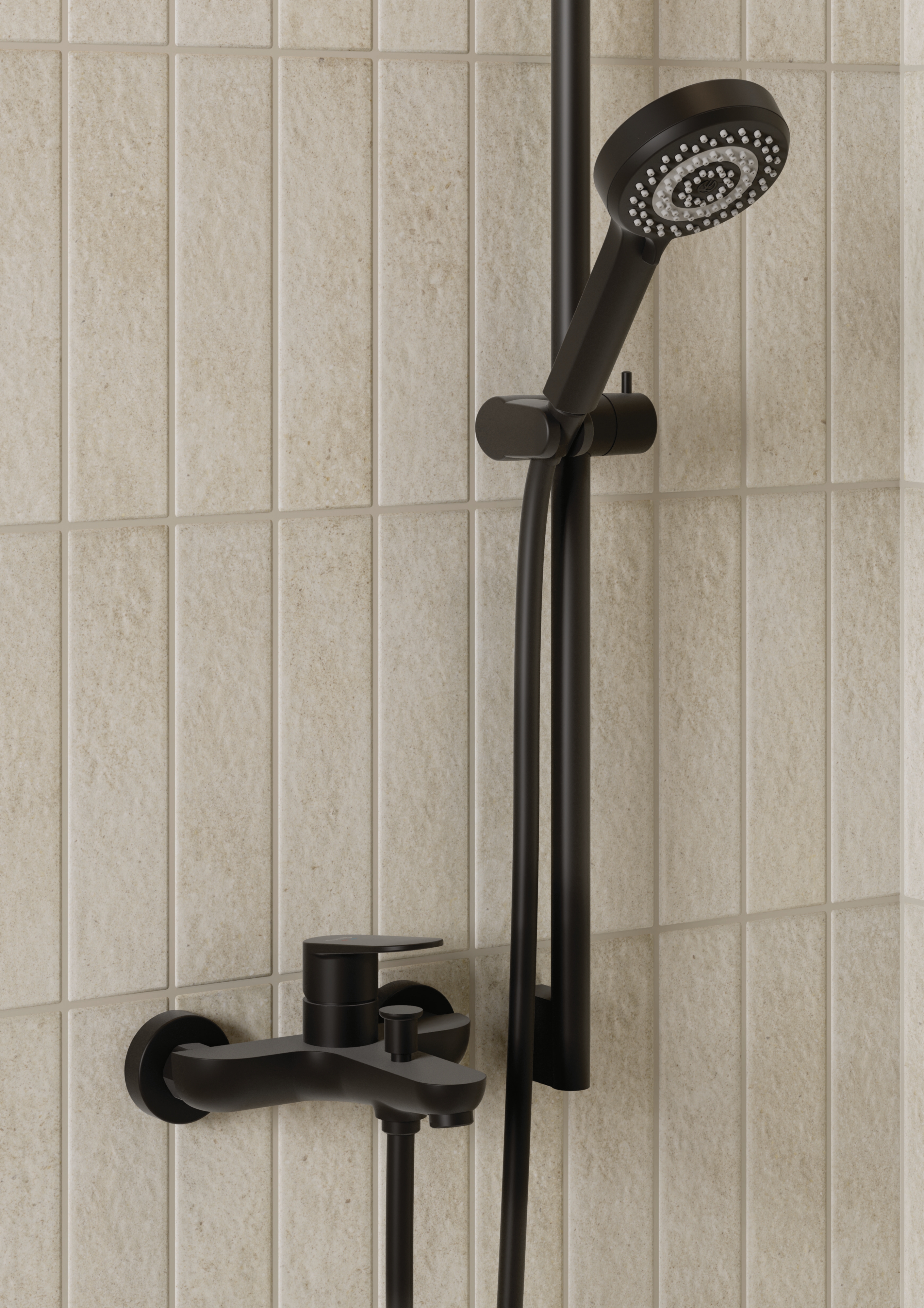 Kludi X1 bateria wannowo-prysznicowa ścienna czarny mat 326913975