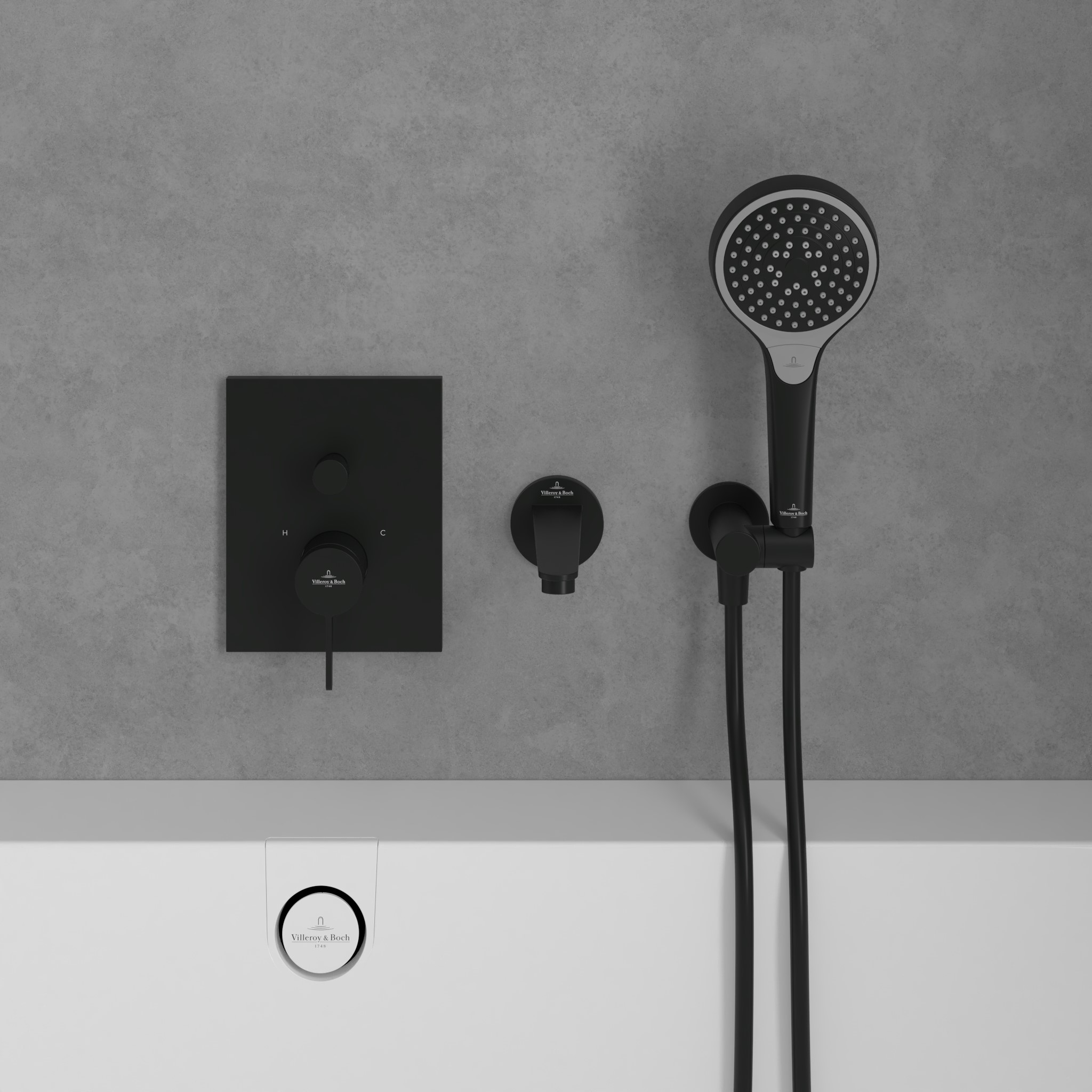Villeroy & Boch Conum bateria wannowo-prysznicowa podtynkowa czarny mat TVT127001000K5
