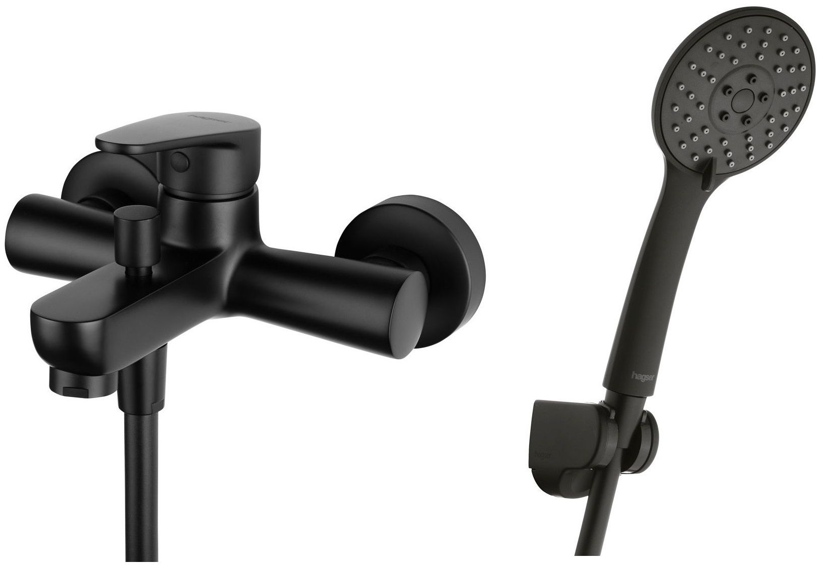 Zestaw Hagser Della bateria wannowo-prysznicowa ścienna z kompletem natryskowym Lara Birgit czarny mat HGR45000036 - Wysyłka w 24h